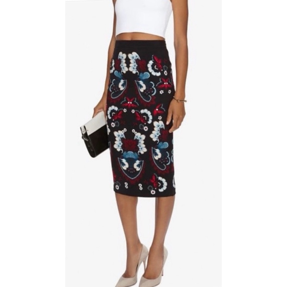 A.L.C. • Black/Multi Haley Garland Floral Silk Pencil Skirt, 2 - Picture 4 of 16
